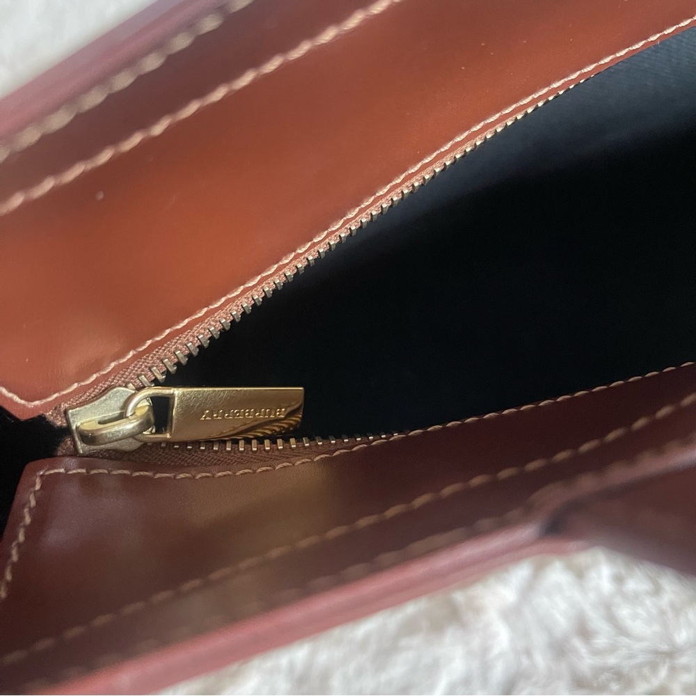 Burberry Tan Plaid Canvas Tote with Brown Leather Handles - Picture 8 of 11